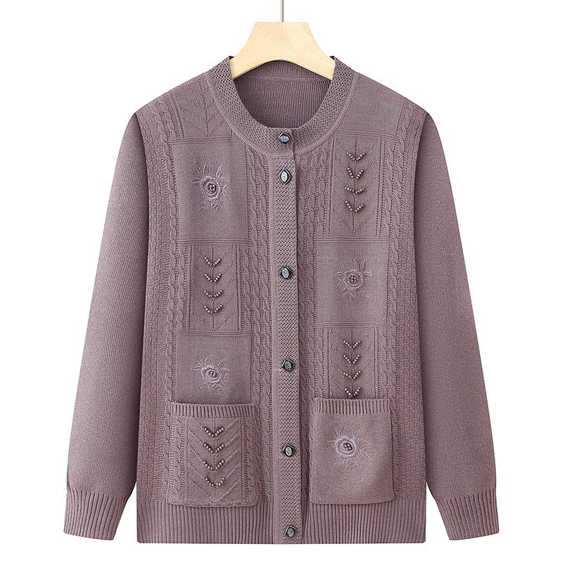 Women's Spring & Autumn Knit Cardigan for Middle-Aged & Elderly