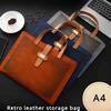 [Vintage Document Bag] Vintage PVC Fabric A4 Portable Document Bag | Thin File Folder Business Briefcase