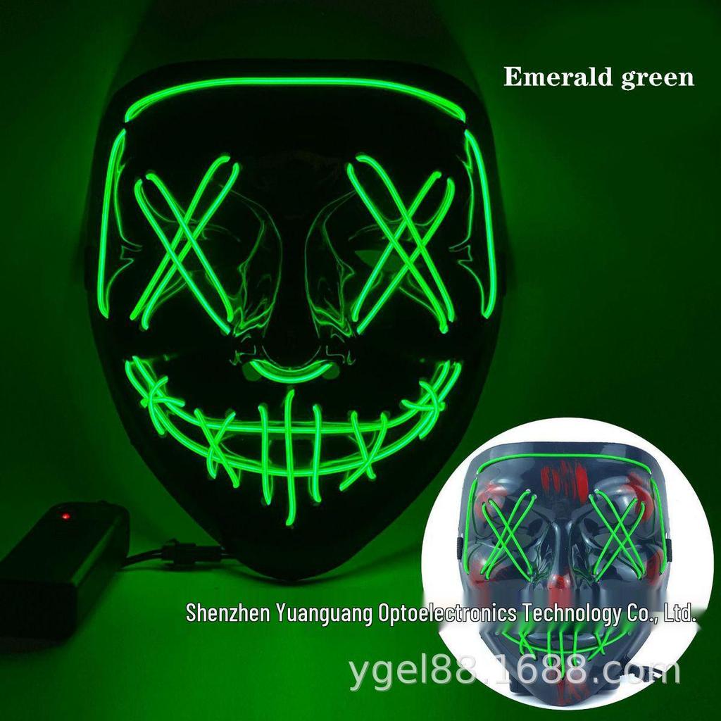 מסכת פנים רפאים עם נורות LED מהבהבות להאלווין, למסיבות מסכות ומסיבות אימה