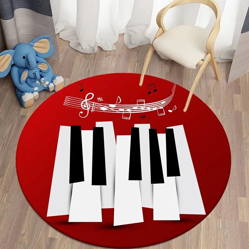 Music Note Round Carpet for Living Room Area Rugs Kids Carpets Non-slip Floor Mat for Kids Bedroom Carpet Children's Play Mats