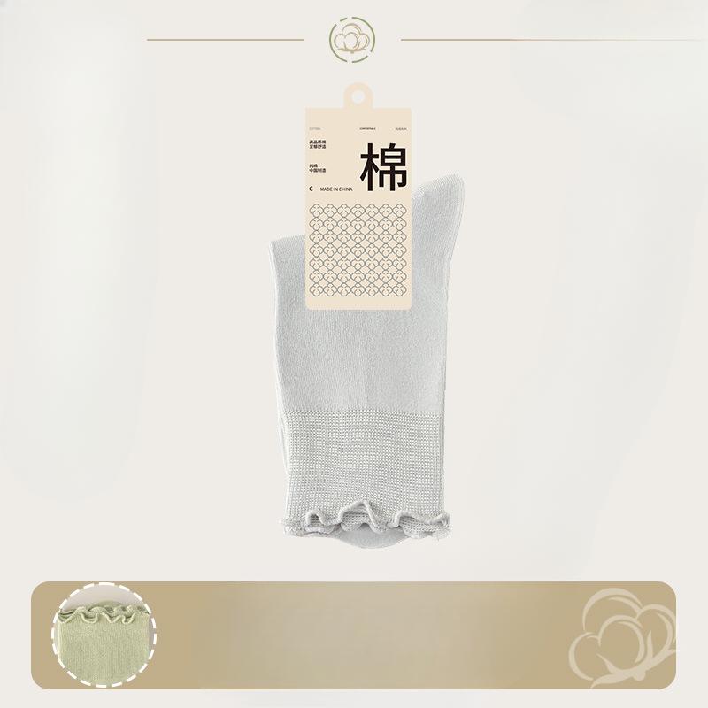 

Женские весенне-летние хлопковые носки до середины икры, носки с кружевом из пряжи и черного гриба, бесшовные носки до середины икры для послеродового периода 1 pair светло-серый