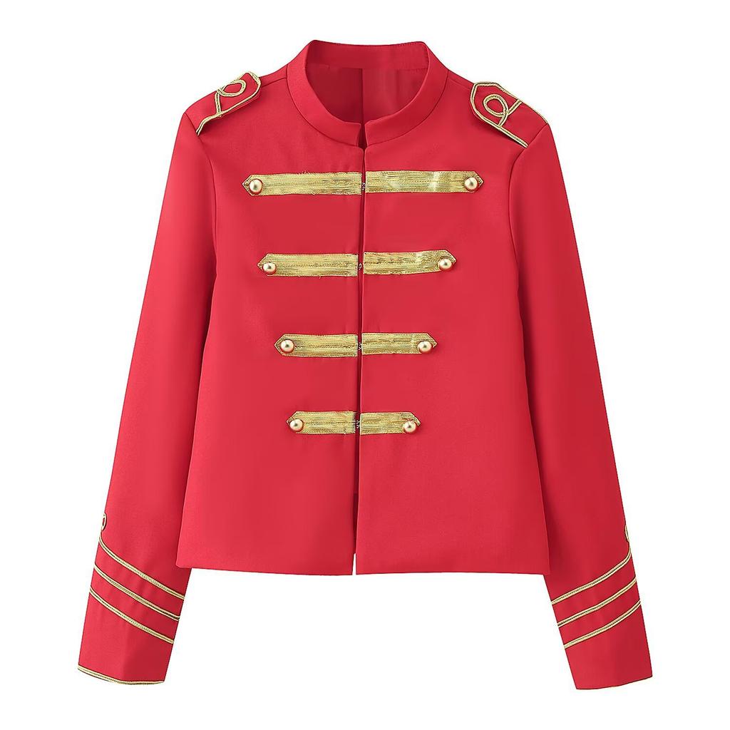 European and American style foreign trade spring and summer women's clothing new retro high-end fashion versatile gold breasted jacket