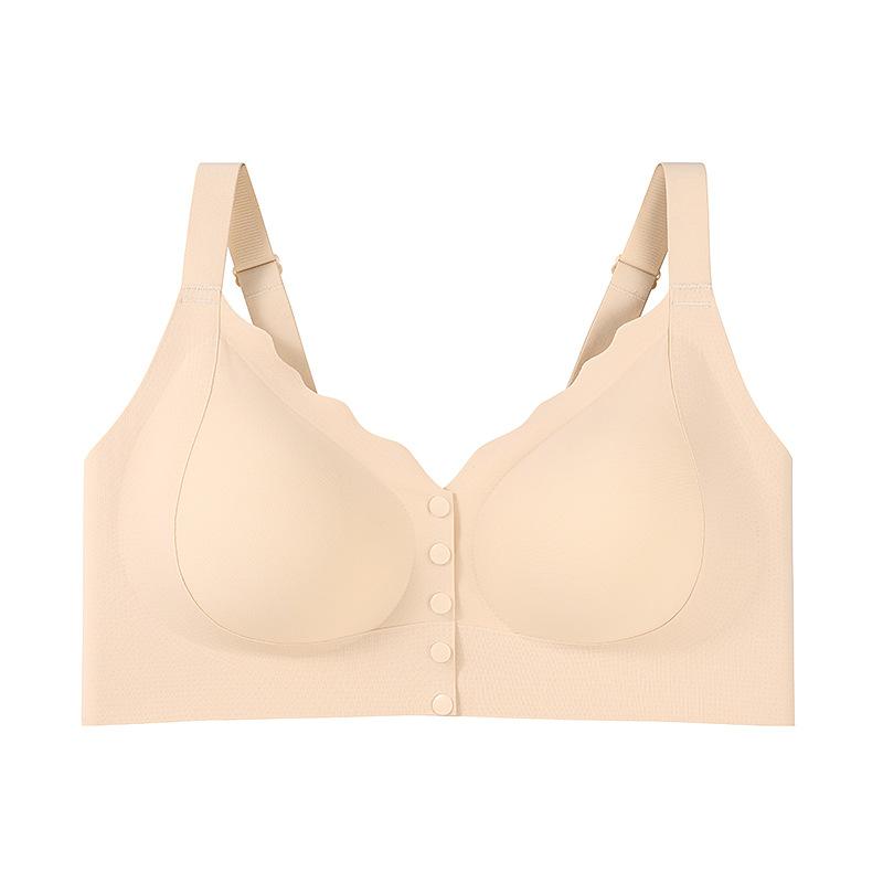 Breathable Front Buckle Seamless Underwear Thin Style Large Chest Small Plus Size Middle-aged and Elderly Women Comfortable No Ring Bra
