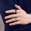 Fashionable 8mm Men's Black Stainless Steel Wedding Ring with Black Groove Beveled Engagement Ring, Suitable for Men's Valentine