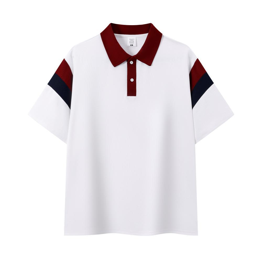 Student Uniform Custom Polo Shirt, Cotton Color Block, Short Sleeve with Logo Print 2XL