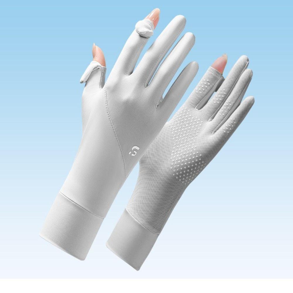 Elastic  Ice Silk Gloves Thin Cycling Driving Gloves  Running Sports