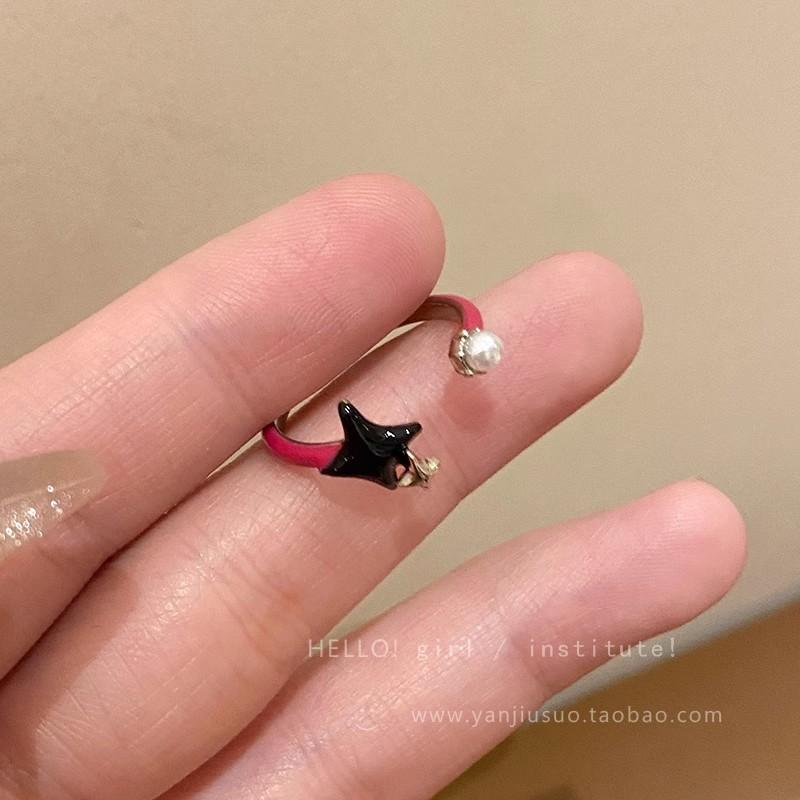 Wind Pearl Zircon Butterfly Ring Female Niche High-end Sense Light Luxury Couple Pair Ring Temperament Open Ring
