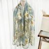 Thin Soft Long Chiffon Scarf Flower Print Beach Scarves Sun Protection Scarf  for Casual Wear
