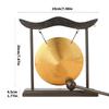 Dekoratives Desktop-Gong-Set mit Metallscheibe und Holzständer, Schlägeln, Chinesisch inspiriertes Schreibtisch-Akzentstück für Büro, Meditationsregal und Innenbereich