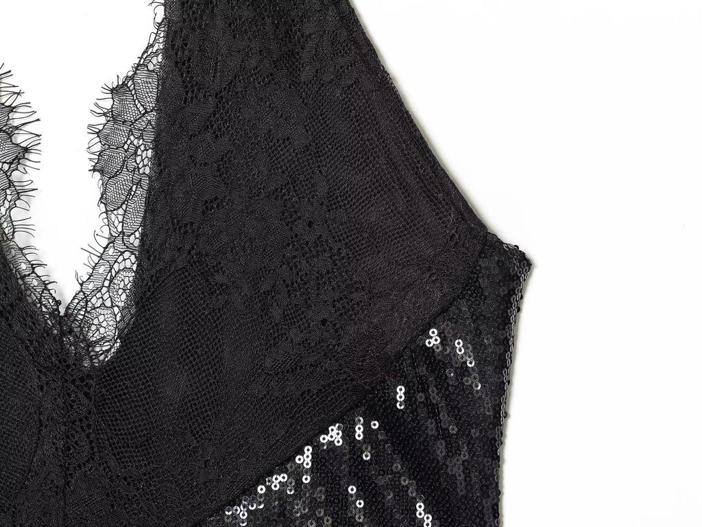 2025 Fashion Sequin Halter Neck Dress for Women - European and American Style