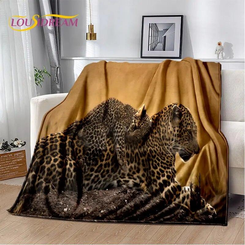 3D Animal Leopard Cheetah Cartoon Beast Soft Plush Blanket,Flannel Blanket Throw Blanket for Living Room Bedroom Bed Sofa Picnic