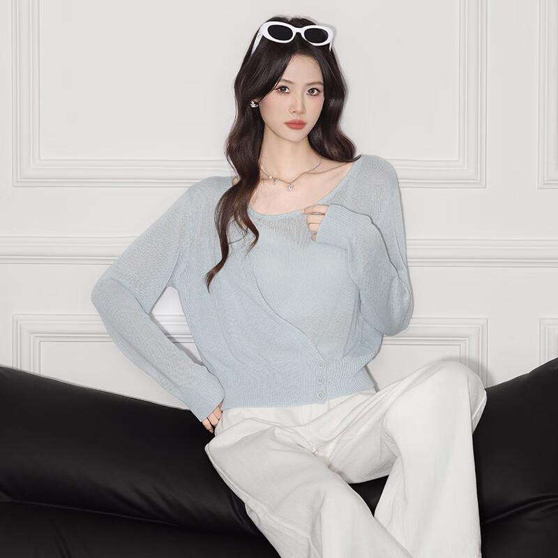 Women's Lyocell Linen Blend Long Sleeve Thin Knit Top