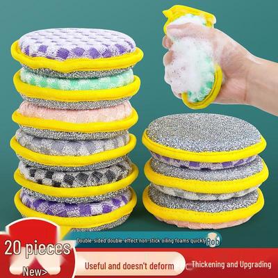 Bamboo Fiber High-Density Dual-Use Cleaning Sponge Scrubber