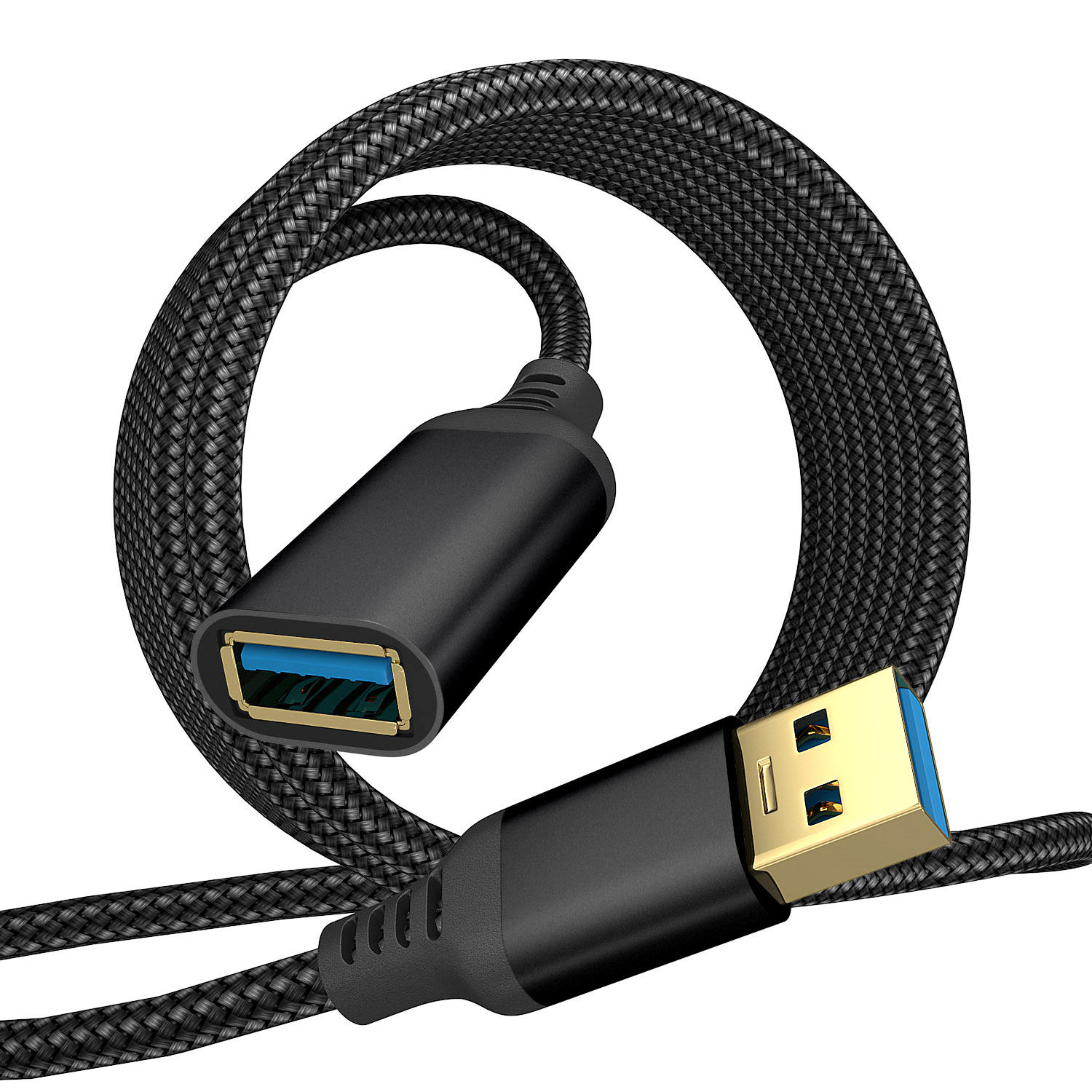 

1m USB 3.0 Male to Female Data Cable 5Gbps Data Transmission Nylon Braided Extension Cord Black