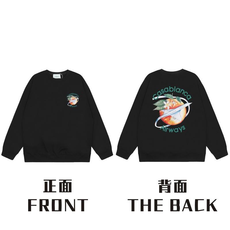 American Trendy Brand Casablanca Crew Neck Sweater Hoodie Men's Couple Ins Autumn and Winter Thickened Long-sleeved Women's T