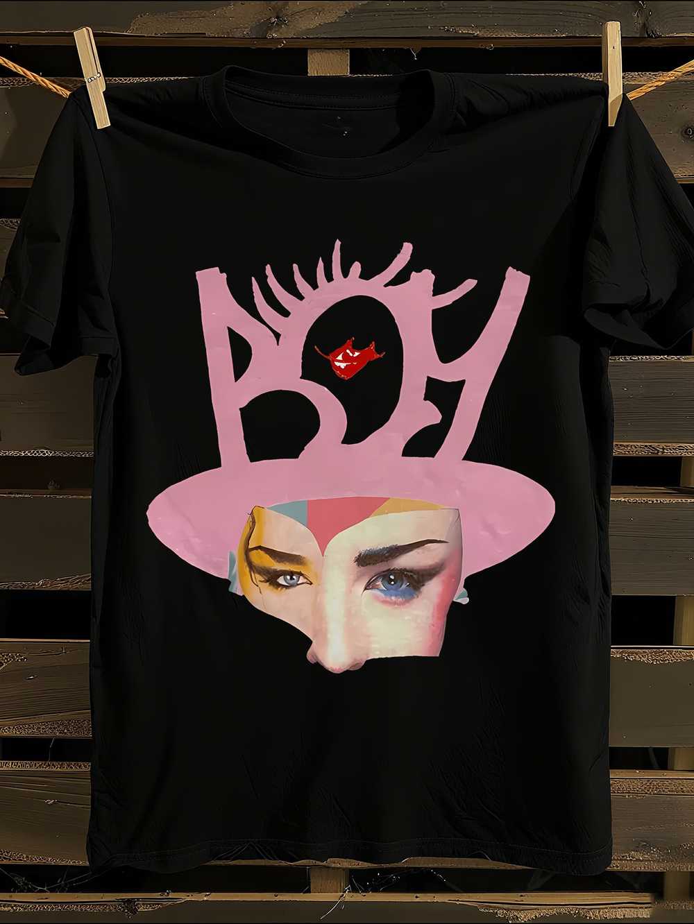 

Boy George Culture Club Iconic Collage T-Shirt Mens Tshirt Womens Tshirts with Letters Print Short Sleeves T-Shirt Casual Street Tee Shirt Top L