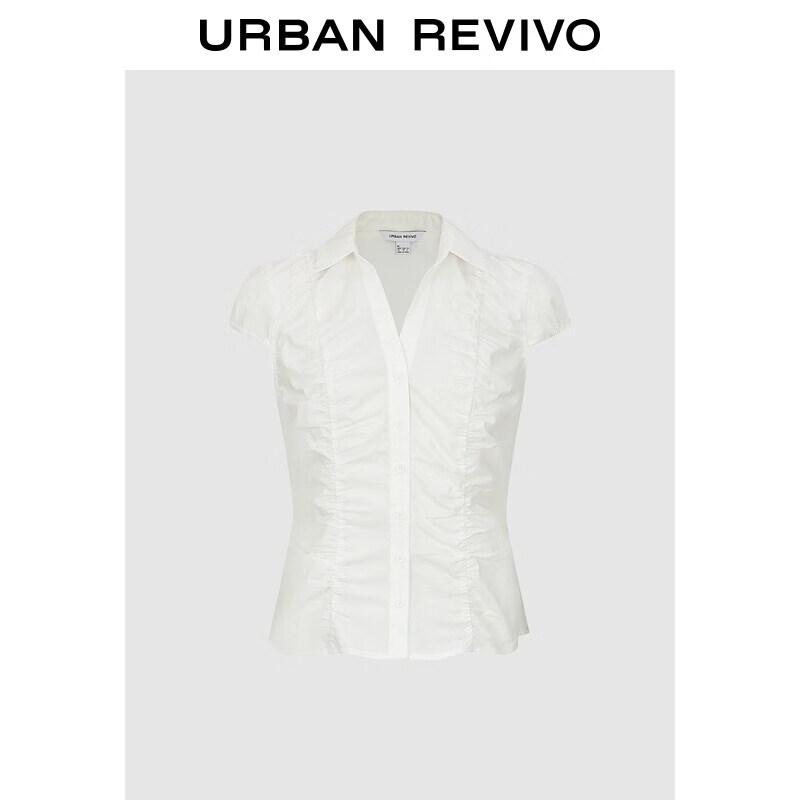Women s Pleated Single-Breasted Cotton Shirt XS
