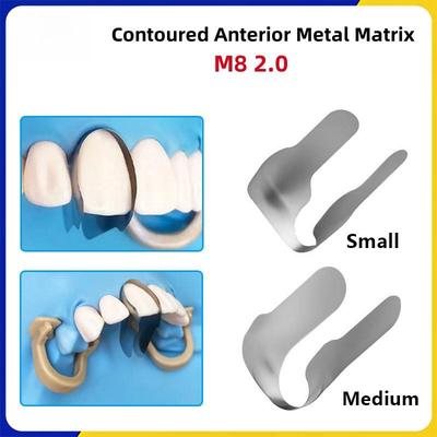 30 Stück Dental-Matrizen Konturierte Frontzahn-Metall-Matrizenbänder Sektionales Matrizensystem Oberkiefer-Frontzahn-Matrizen Zahnmedizin