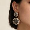 Geometric Irregular Double-Layer Round Drop Earrings for Women Ladies Vintage Black Mini Rhinestone Earrings Jewelry Accessories