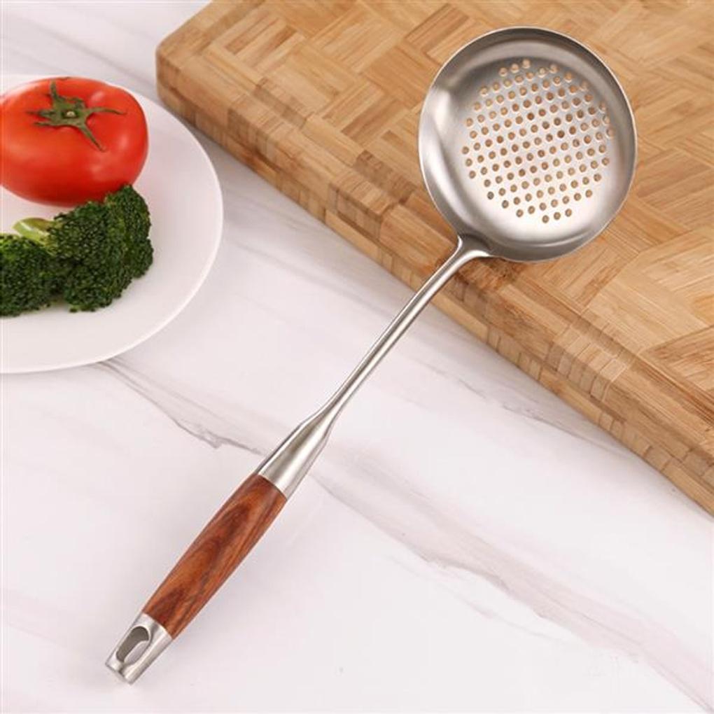 [Kochutensilien] Rosenholz Edelstahl Schöpfkelle (36x11cm)