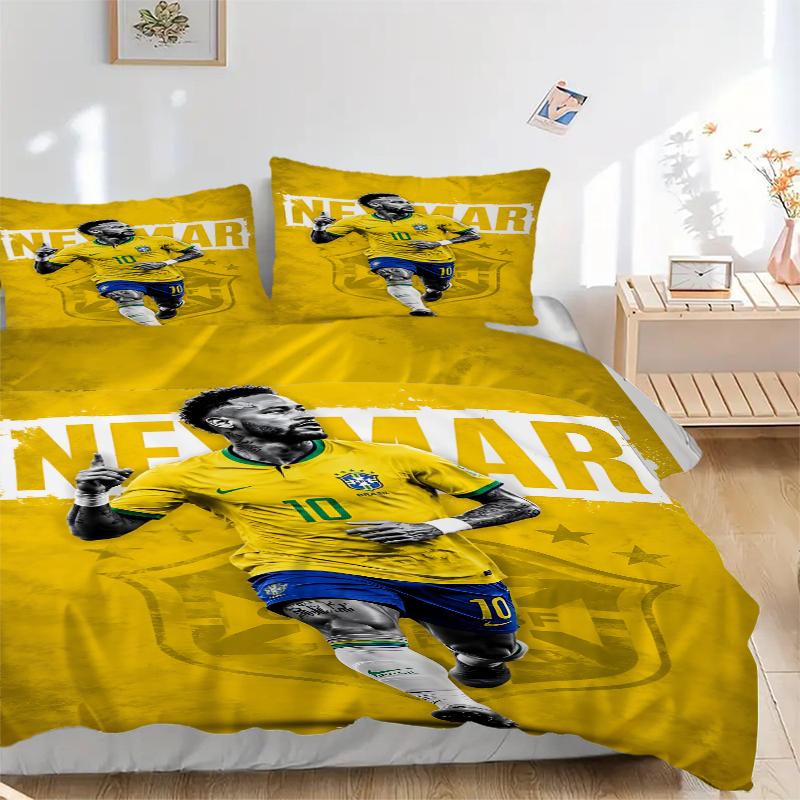 3Pcs Neymar Brazil Football Artwork Bedding Sets For All Sizes New 3D Printed Bed Cover Comforter Duvet Cover Pillowcase Bedroom Decoration