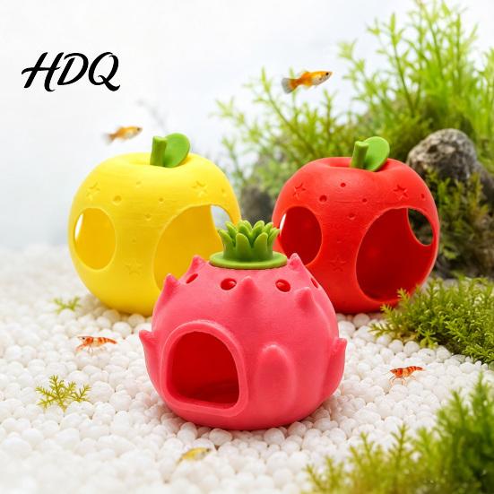 Aquarium Cave Fruit Hide Hideout for Fish Pitaya Tank Cave Apple Hideout 3D Realistic Ornament