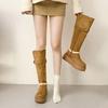 Thick-soled Brown Foldable Snow Boots Women's 2025 New Winter Velvet Warm Boots Heightening Fashion Boots Keep Warm