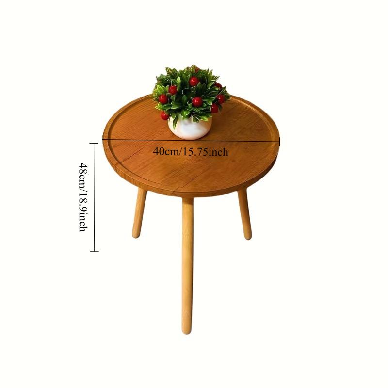 1PC Wooden Round Side Table - Multi-functional Tool Hanging Floor Storage Rack, Artistic Coffee Table
