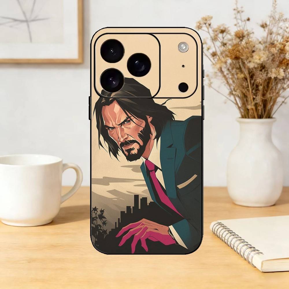 K-Keanu R-Reeves John Wick Phone Case For iPhone 17,16,15,14,13,12,11 Plus,Pro,Max,Mini Silicone Black Soft Cover