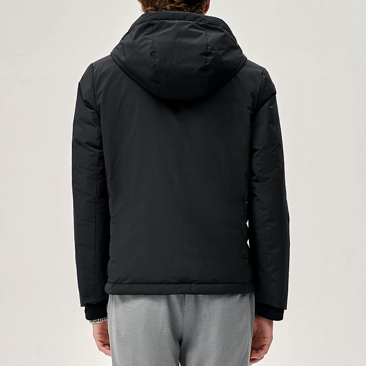 FILA Solid Color Sports Hooded Lightweight Down Jacket Men Outerwear Black F11M147918FBK