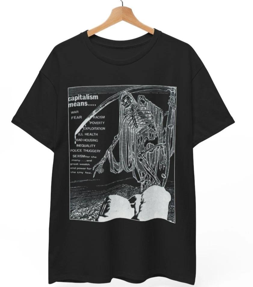 Антикапиталистическая футболка Политический протест Активист Панк Слоган Унисекс Футболка XL