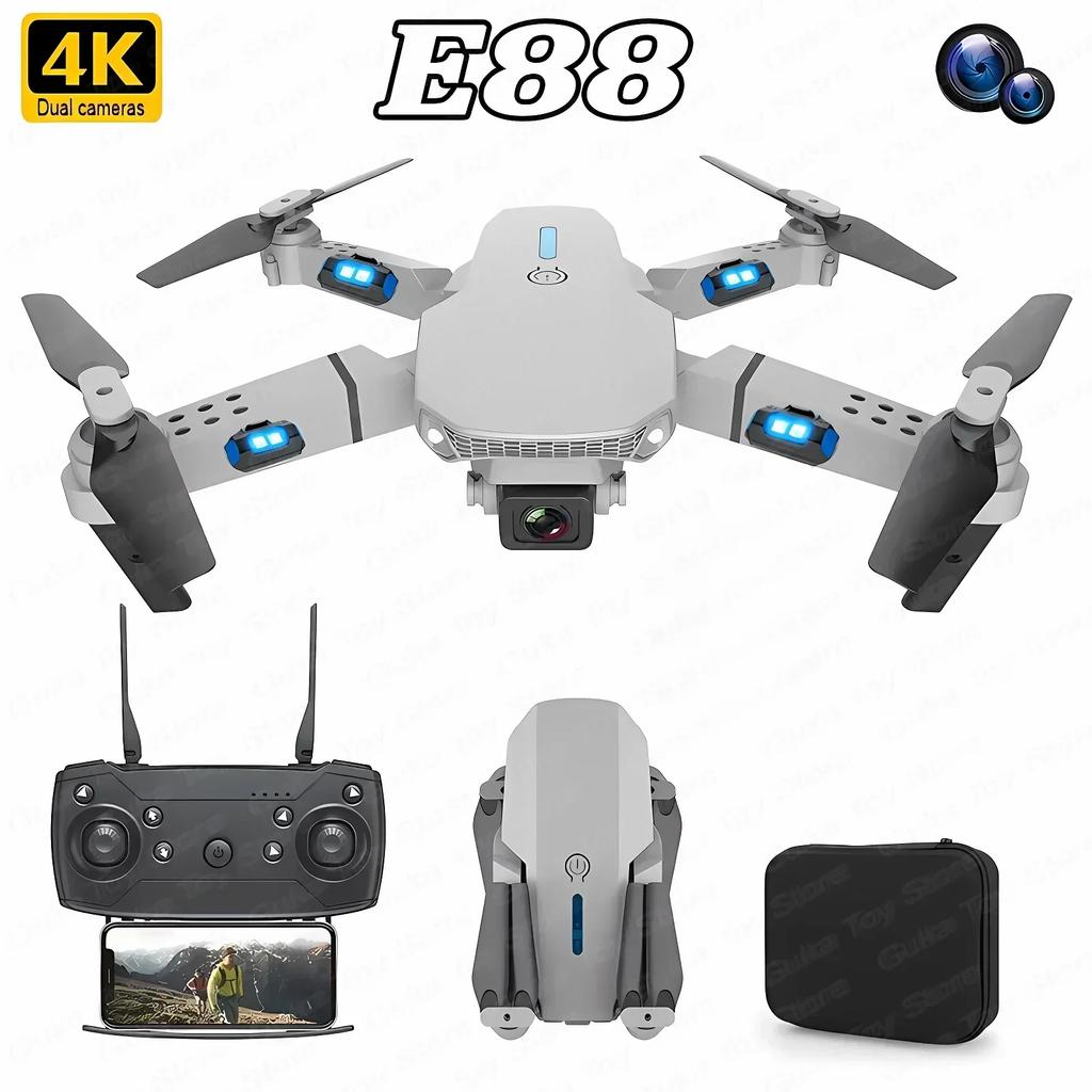 E88 Pro WiFi FPV Drone. Wide-angle HD 4K/1080P Camera, Height Hold, Foldable. Ideal RC Quadcopter Toy for Christmas Boys Gift.