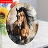 Unique Wooden Sign with Horse Pattern - Charming Round Sign for Front Door, Wall Hanging Decor - Ideal Gift for Friend & Family