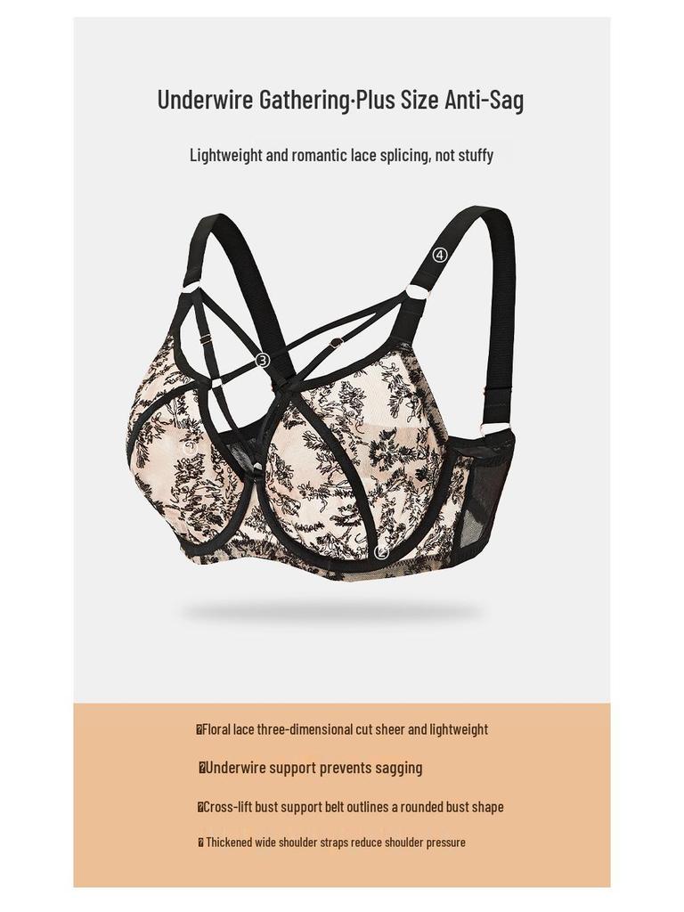 European-American Plus Size Lingerie Set: Anti-Sagging Push-Up, Full Cup Bra for a Slimmer Look