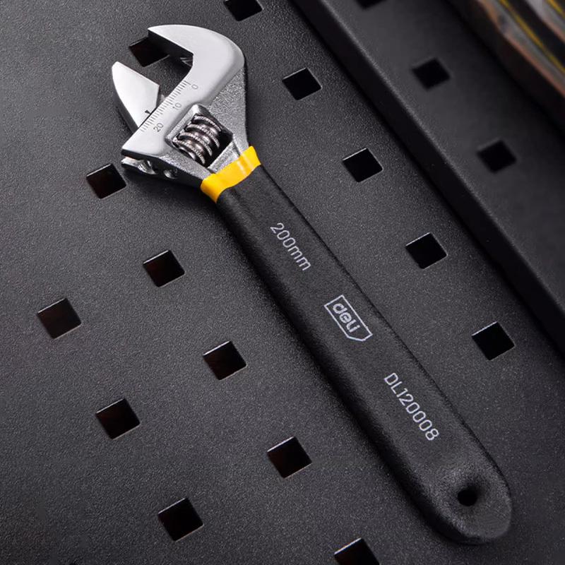 Deli Adjustable Wrench Large Opening Long Handle Universal Spanner Carbon Steel Mechanical Workshop Hand Car Repair Tools