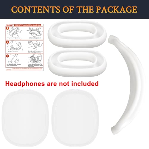 SOULWIT Protective Accessories for AirPods Max: TPU Cover + Headband Cover + Earpad Case - Multi-Sided Protection Kit - Scratch-Resistant, Sweat-Resis
