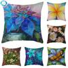 Natural Flower Bird Printed Linen Cushion Cover Throw Pillow Cases Floral Decorative Pillow Covers For Home Sofa Seat