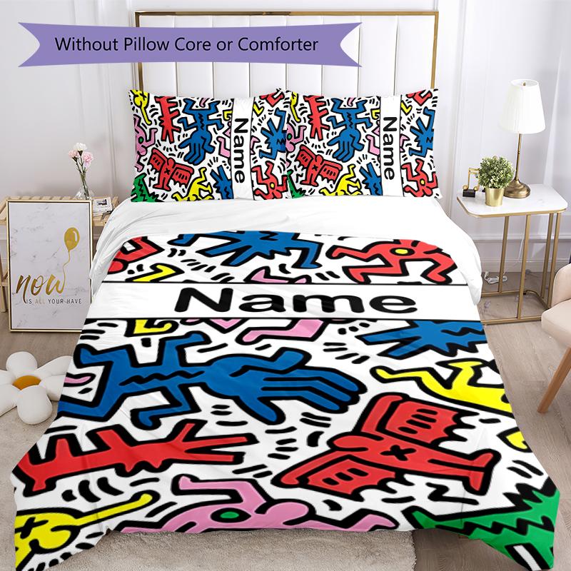 3pcs Custom Name Untitled Dance Bedding Set Duvet Cover Closure Includes 1 Duvet Cover & 2 Pillowcases for All Seasons Bedroom Decor