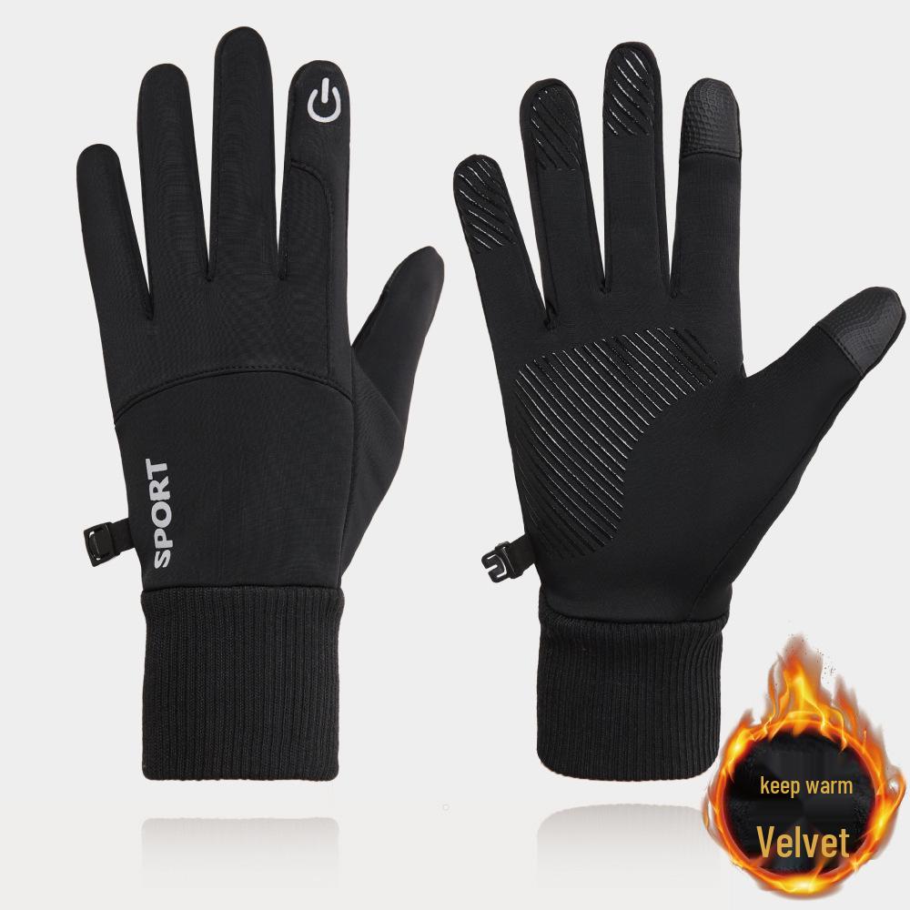 

Men s Waterproof Non-Slip Touchscreen Winter Cycling Gloves чорний