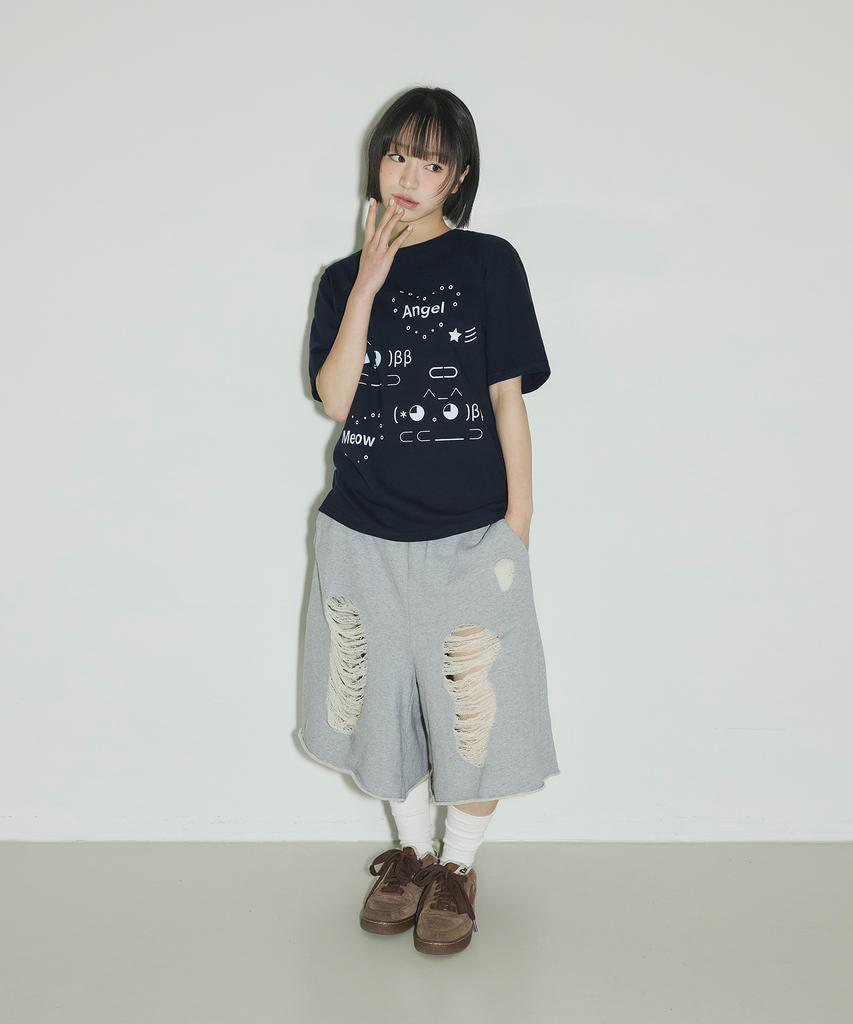Seulliggeullou Angel Emoji T-Shirt [Navy]