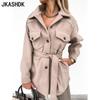 Women's Fashion Casual Solid Color Print  Autumn Winter Long Sleeve POLO Neck Jackets & Coats