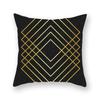Decorative Throw Pillows Case Polyester Black Gold Geoetric Wave Cushion Cover For Sofa Home Car Bedroom 45X45Cm