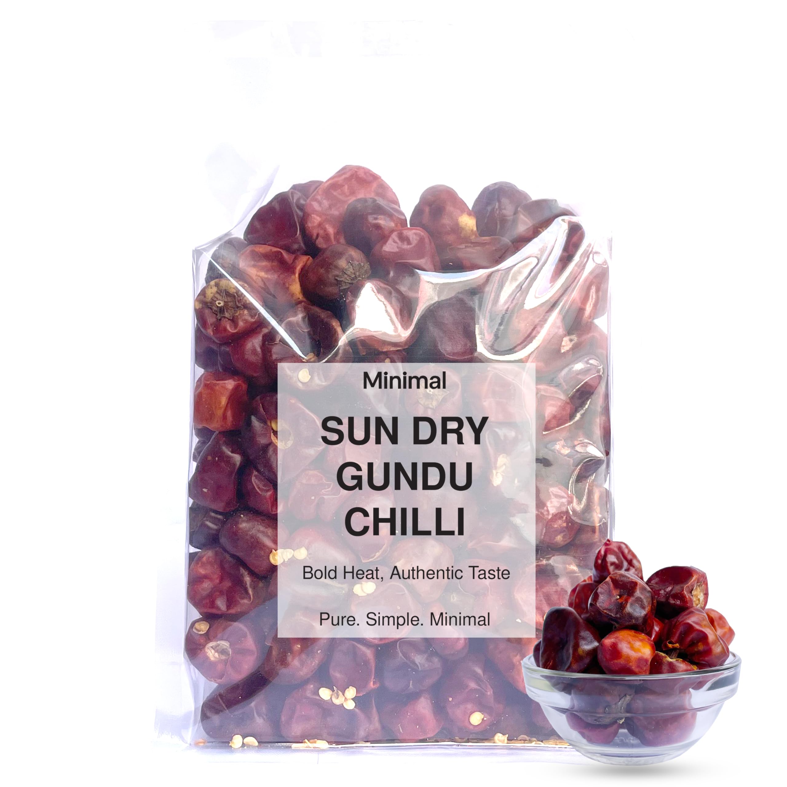 

Minimal Dry Boriya Red Chilli Whole 150g | GOL Mirchi |Round Chillies |Mundu Chili |Gundu Chilli Organic