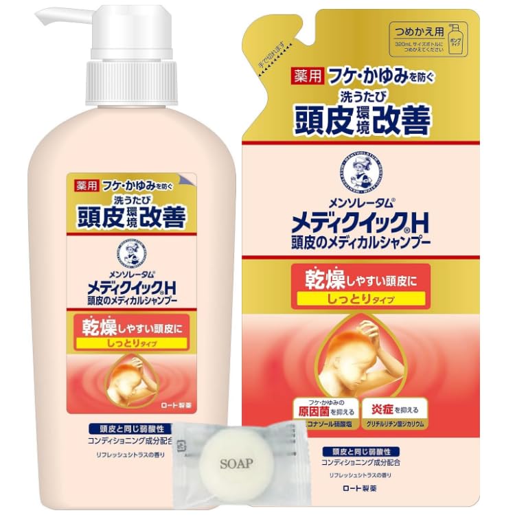 

[Product & refill set] Medic Quick H Scalp medical shampoo to prevent dandruff and itchiness, moisturizing type, product 320ml x 1, refill 280ml,