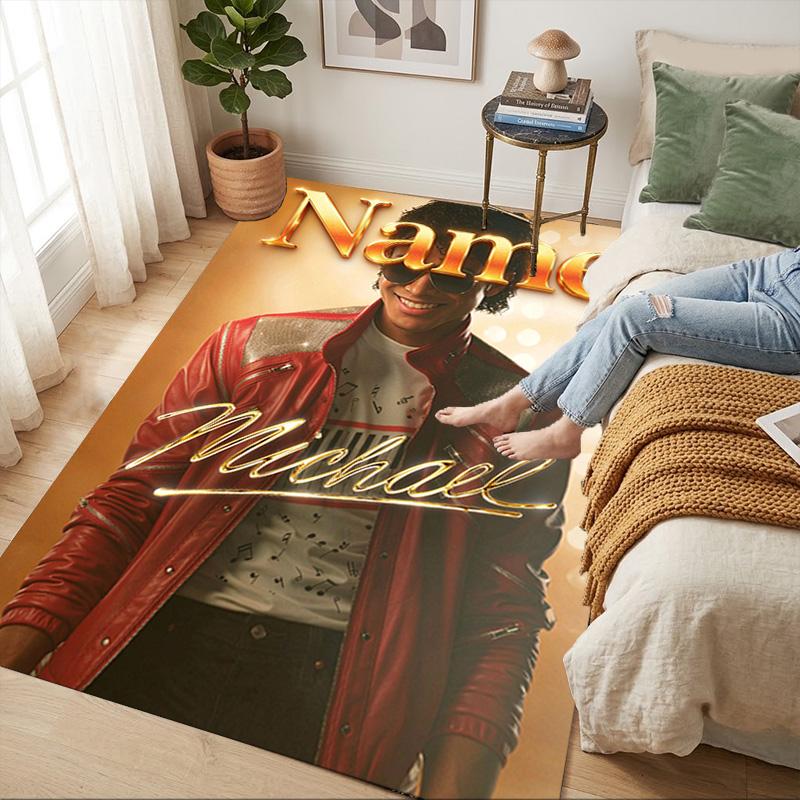 Custom Michael Jackson Area Rug Carpet For Bedroom Game Playroom Living Room Nonslip Sofa Office Home Decor Doormat Christmas Gift