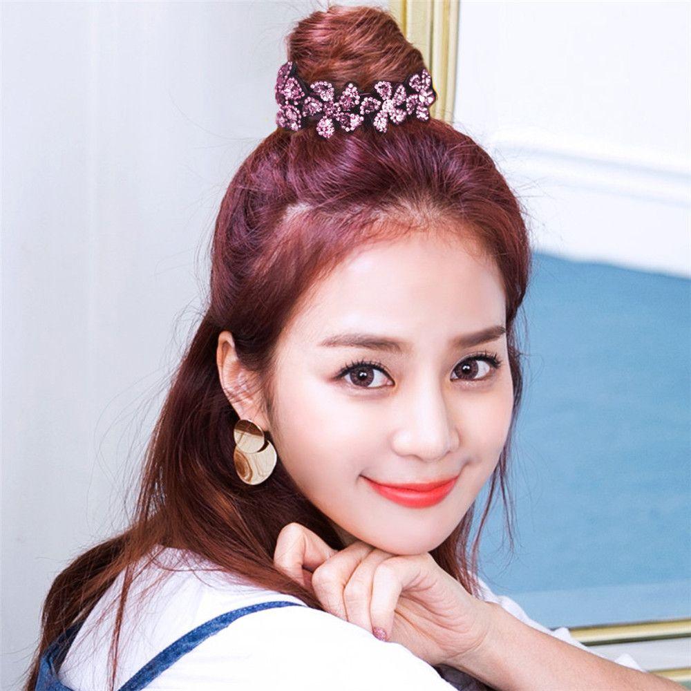 Bun Maker Expanding Flowers Hair Clips Crystal Hair Claw Bird Nest Twist Clip Rhinestone Hairpins