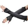Elastic Ribbon Gloves Long Women Gloves Fashion Half Finger Gloves  Nightclub