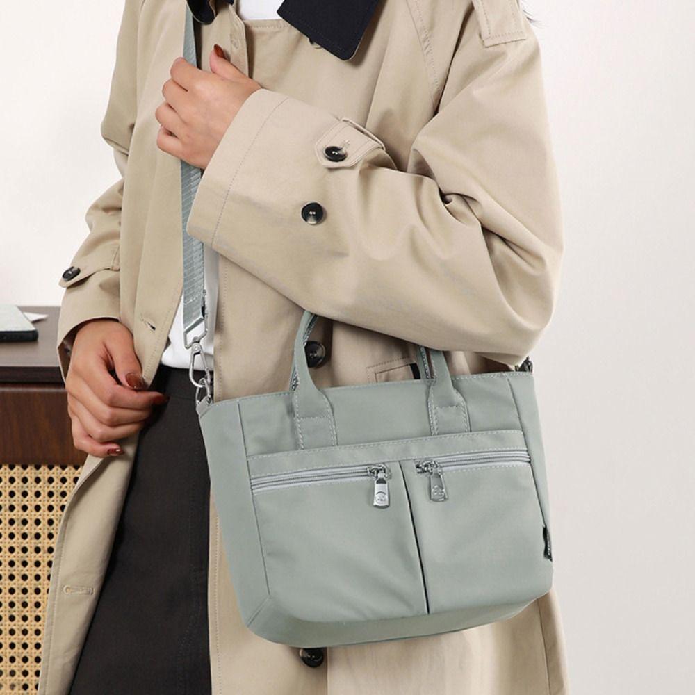 Casual Oxford Cloth Crossbody Bag Solid Color Canvas Tote Bag Nylon Cloth Handbag Unisex