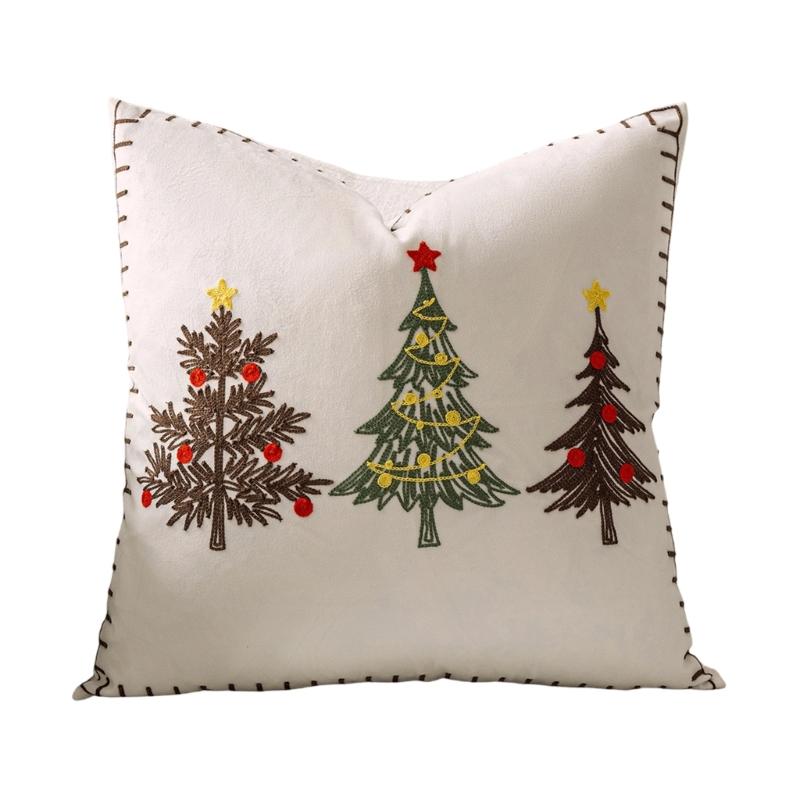 

Festive Plush Pillowcase Christmas Tree Design Throw Pillow Cover Short Plush Component For Sofa Bed Decoration белый