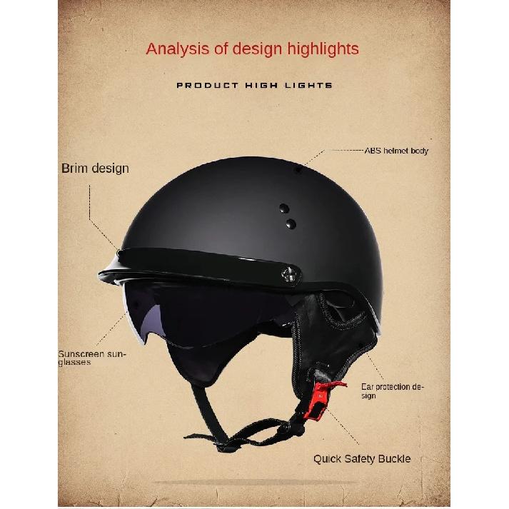 Motorcycle Helmet Retro German Classic Moto Helmet Casco Moto Half Helmet DOT Certification Capacete De Moto With HD Visors